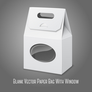 空白白现实包装纸袋与句柄和透明窗口
