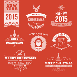 圣诞节装饰套的设计元素 标签 符号 图标 对象和节日的祝福