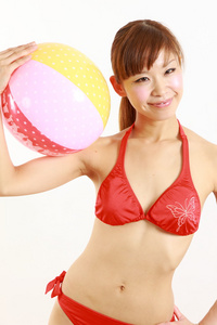 Woman with beach ball