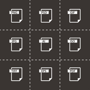 矢量黑色文件类型图标集