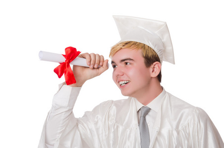 年轻的男学生毕业从高中起就白图片