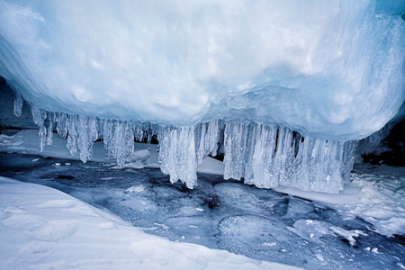冰柱冻的贝加尔湖湖