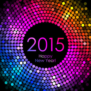 矢量新的一年快乐 2015 年迪斯科彩灯背景