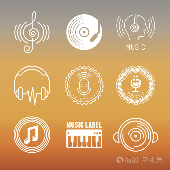 矢量音乐徽标和图标