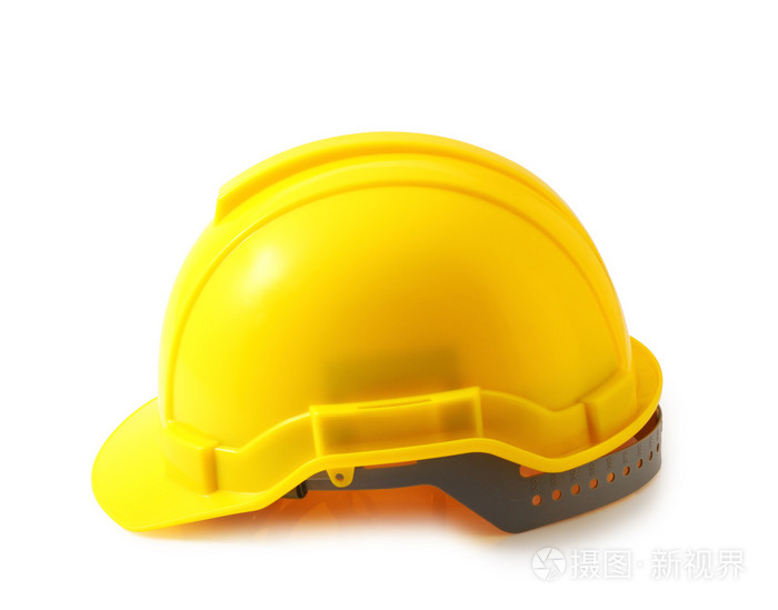 黄色安全帽上白色的剪切路径,孤立的安全帽照片-正版7