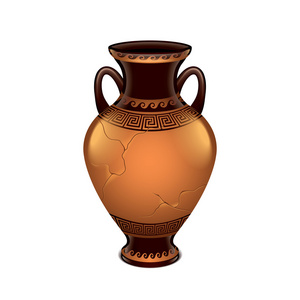 古代的花瓶上白色矢量孤立