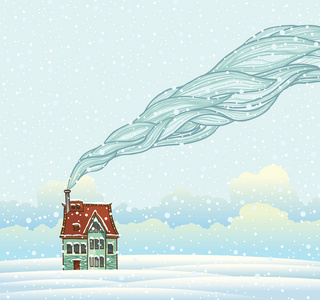 卡通冬天房子