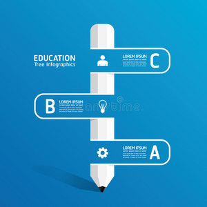矢量创意信息图形模板与铅笔带线。