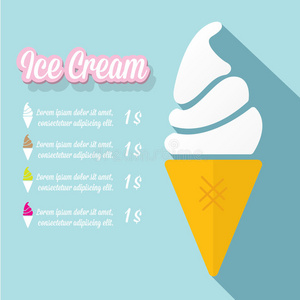 冰淇淋咖啡馆菜单的矢量图示
