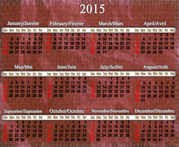 丁香模式 2015 年日历