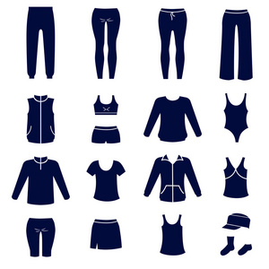 不同类型的妇女运动衣服
