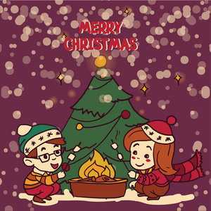 圣诞贺卡与可爱涂鸦的孩子
