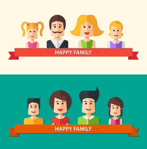 S 的孤立平面设计快乐家庭图标组成一套