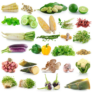 蔬菜及香料的白色背景