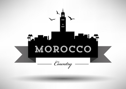 摩洛哥天际线与版式设计图片