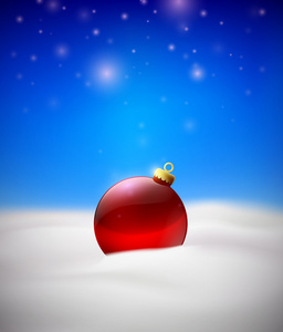 圣诞节背景与红色圣诞树球