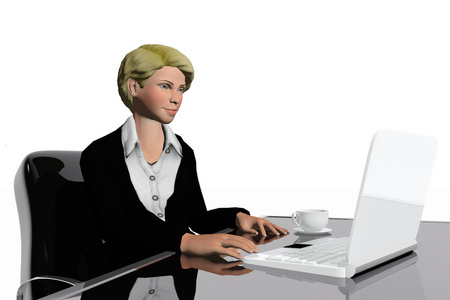 女人在办公室使用笔记本电脑