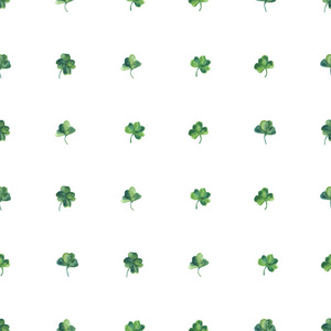 无缝水彩背景与绿色三叶草叶圣 Patrick 天。矢量图。壁纸的好运气