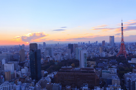 东京市和东京塔奥运照明