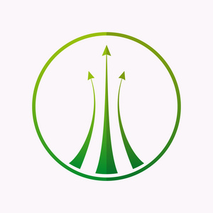 矢量 logo 设计元素。箭头，目标，绿色