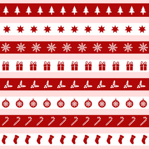 一套红色和白色圣诞图标，矢量图