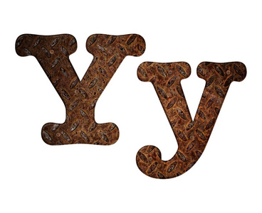 字母 Y 生锈金属