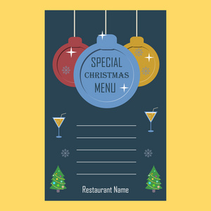 特别的圣诞餐厅菜单平面设计模板