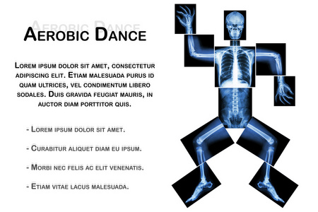 有氧舞蹈人体骨骼在跳舞全身x射线头部n