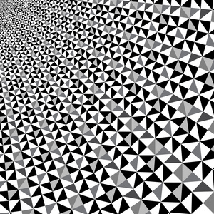 纹理背景，黑色和白色光学错觉三角矢量模式