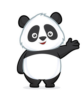 熊猫在欢迎手势