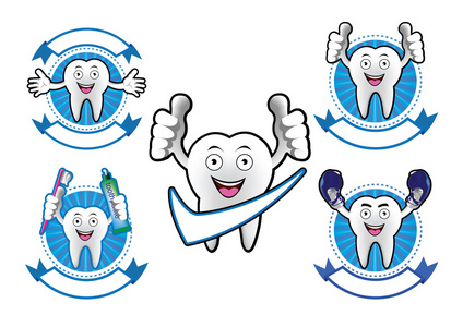 卡通微笑牙齿横幅集图片
