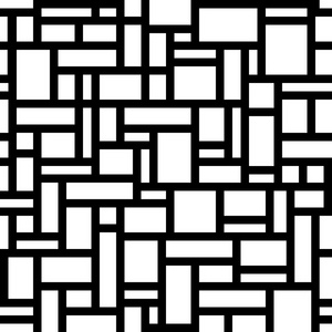 抽象的几何无缝模式。黑色背景白色矩形