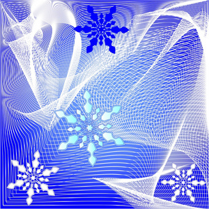 抽象与细白色网格和雪花的冬天背景
