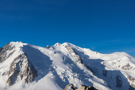 Mont blanc 山 夏慕尼山谷，法国，从钻头 du Midi 的视图