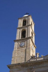 与希腊克里特岛伊拉克利翁大教堂，时钟的钟塔