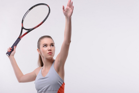 网球女选手用的球拍