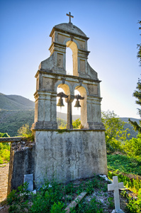 在希腊科孚岛上的旧钟楼