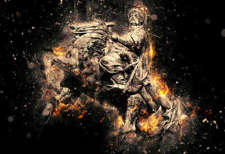 博格丹  赫梅利尼茨基在基辅的骑马雕像。艺术摇滚