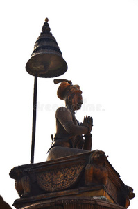 bhaktapur durbar广场上的兰吉特马拉国王雕像