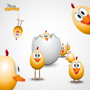 有趣的复活节蛋小鸡图片