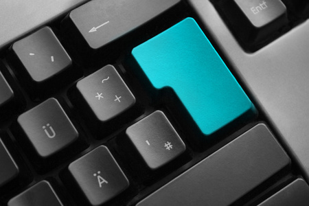 灰色键盘青色彩色输入按钮