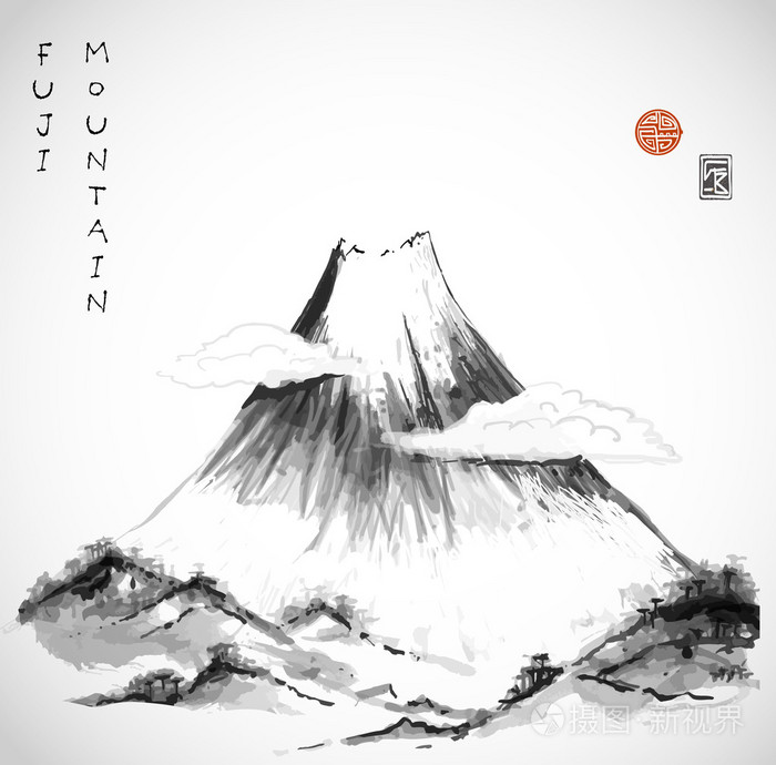 日本风格的富士山山