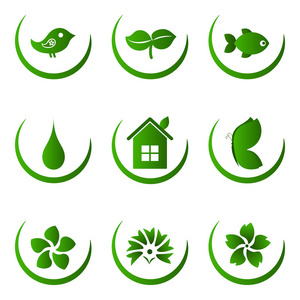 绿色生态和自然图标集