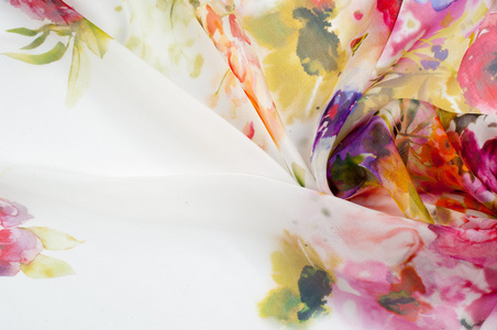 丝绸织物的质地。 花卉摄影工作室