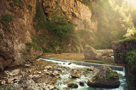 在公园的山间溪流