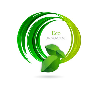 自然矢量 logo 设计模板。生态或生物的图标。绿色地球标签概念与叶子