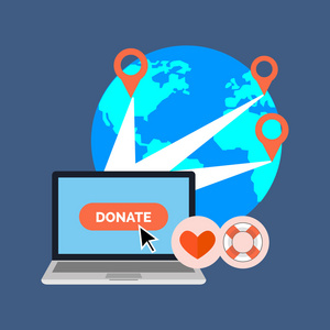 网上慈善捐赠的概念。平面设计