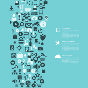 plat abstrait avec des icnes du web. symboles de linterface. le