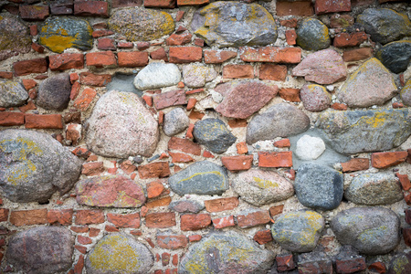 石头和砖壁背景或纹理的一部分