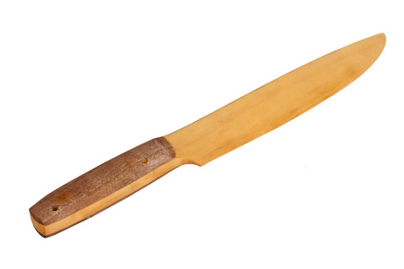 木制的餐刀，在白色的背景